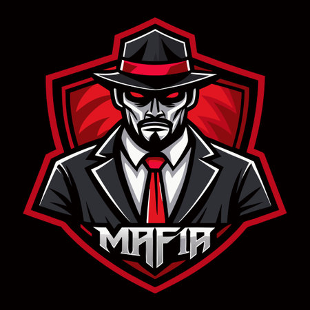 Fierce and Enigmatic Mafia Mascot for Esports Logo Designのイラスト素材