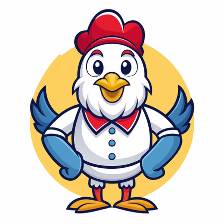 Animated Mascot Logo of a Cheeky Chicken with a Grinning Expressionのイラスト素材