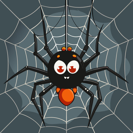 Spider Mascot Lingering on its Delicate Silken Webのイラスト素材