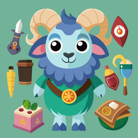 Adorable Collection of Mascots in Ram Form for Sporting Teams and Organizationsのイラスト素材