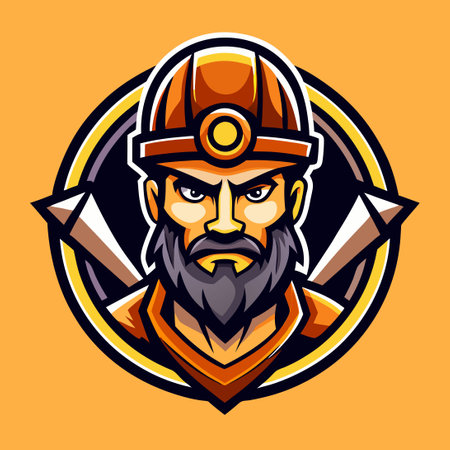Dynamic Miner Vector Mascot Logo with Modern Illustrative Styleのイラスト素材