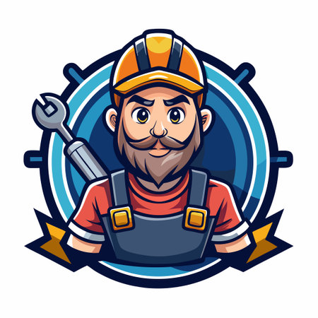 Modern and Illustrative Mechanic Mascot Logo Vectorのイラスト素材