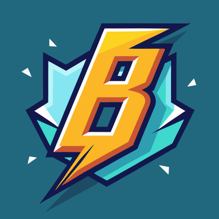 Modern Power Lightning Stick Icon with Initial Letter B Lのイラスト素材