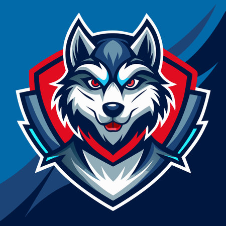 Modern Husky Mascot Design for Hockey Team Vector Illustrationのイラスト素材