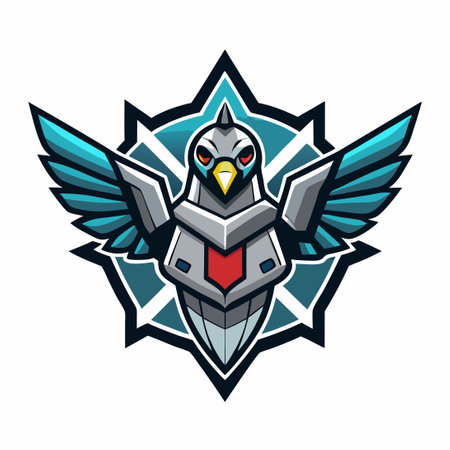 Futuristic Robotic Pigeon Logo Design with Modern Mecha Aestheticsのイラスト素材