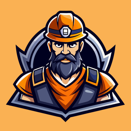 Modern Vector Mascot Logo Featuring a Determined Minerのイラスト素材