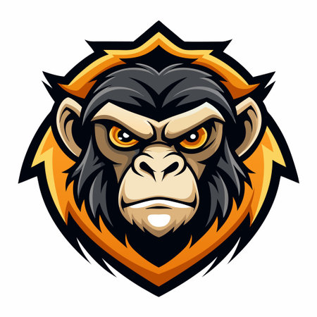 Animated Monkey Mascot Logo with Detailed Vector Illustrationのイラスト素材