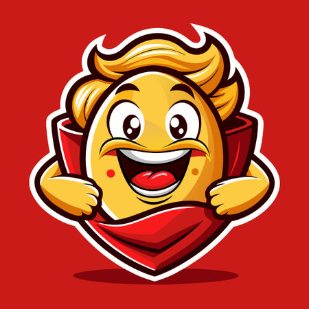 Modern Mascot Potato Chips Logo Vector Illustration in Vivid Colorsのイラスト素材