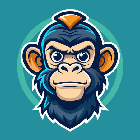 Vector Illustration of a Monkey Mascot Logo Animalのイラスト素材