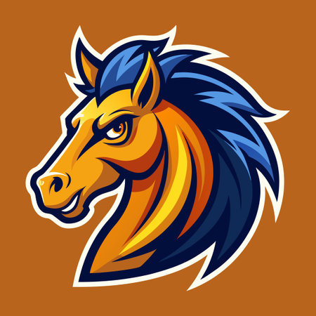 Fierce Mustang Horse Mascot Logo Cartoon Illustrationのイラスト素材