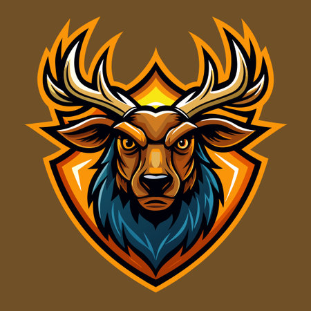 Modern and Illustrative Moose Mascot Logo Vector for Sports or Businessのイラスト素材