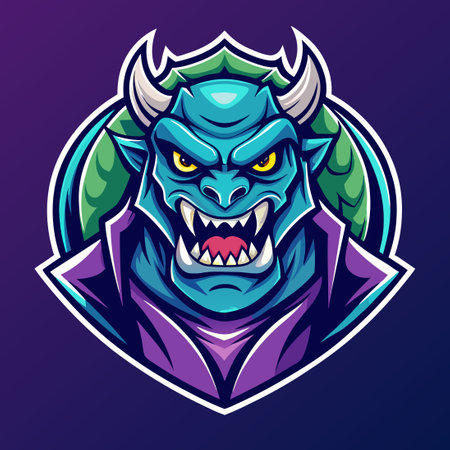 Fearsome Monster Mascot Character with Gradient Vector Illustrationのイラスト素材