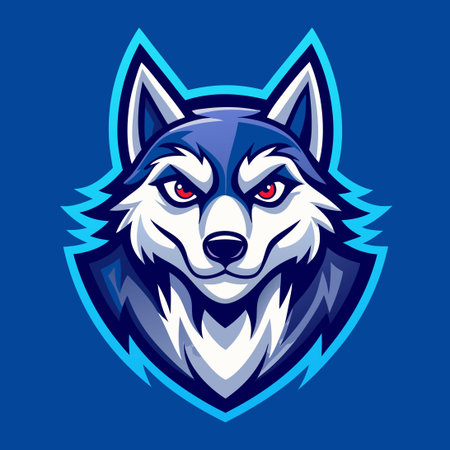 Modern Husky Hockey Mascot Logo Vector Illustration for Sports and Gamingのイラスト素材
