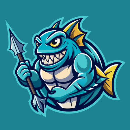 Modern and Dynamic Monster Fish Mascot Logo Vector for Creative Businessesのイラスト素材