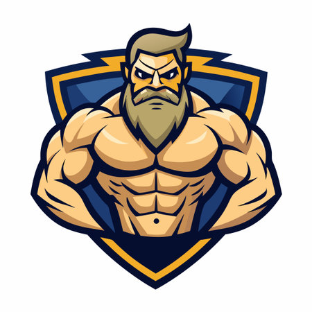 Muscular Mascot Logo for Strength and Athleticsのイラスト素材