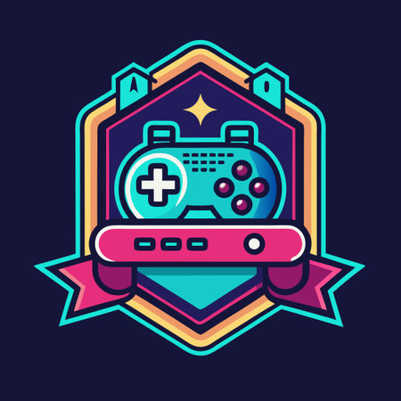 Neon-Lit Video Game Controller Icon Vector Illustrationのイラスト素材