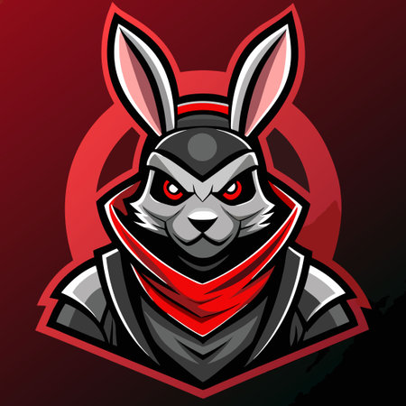 Fierce Ninja Bunny Mascot Esport Logo Design for Gaming and Streamingのイラスト素材