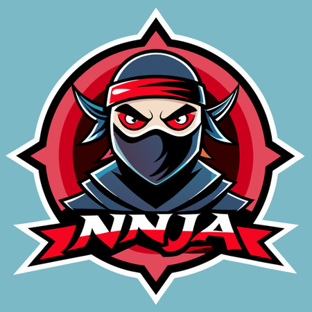 Customizable Ninja Logo with Customizable Text for Branding and Marketingのイラスト素材