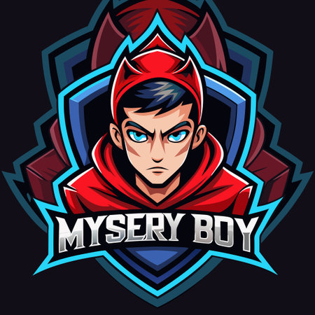E-Sports Mascot Logo Featuring a Mysterious Boy Engaged in E-Sports Gamingのイラスト素材