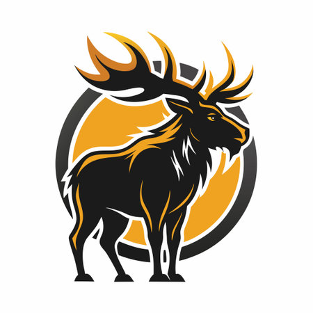 Majestic Moose Silhouette Logo Embracing Nature's Spiritのイラスト素材