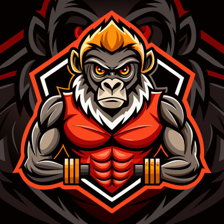 Monkey Mascot Logo for Esports, Fitness, and Gamingのイラスト素材