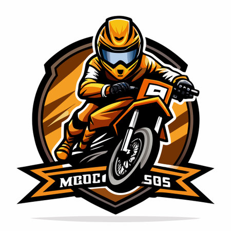 Fierce and Dynamic Motocross Mascot Logo Vector Illustration in Modern Styleのイラスト素材