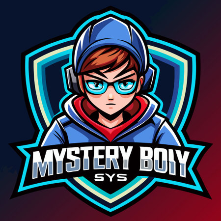 Esports Logo Mascot with a Mysterious Boy Sporting an E-Sports Team Identityのイラスト素材