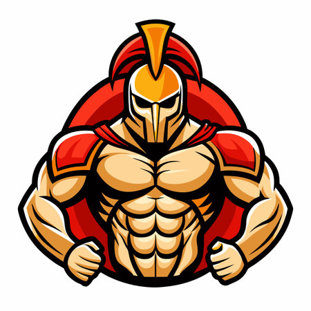 Fierce Spartan Mascot Empowers Fitness Enthusiasts and Athletesのイラスト素材