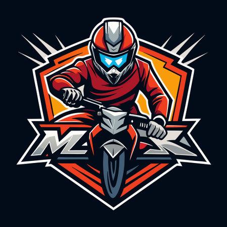 Modern and Illustrious Vector Mascot Logo for Motocross Racingのイラスト素材