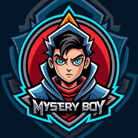 Sporty Esports Mascot with a Mysterious Silhouette and a Modern Logoのイラスト素材