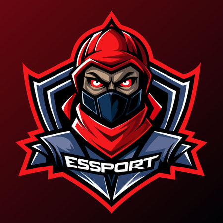 Creative Ninja Mascot Esport Logo Vector Template with Dynamic Poseのイラスト素材