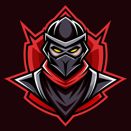 Fierce Ninja Mascot Embracing Esport Spirit in a Striking Logoのイラスト素材