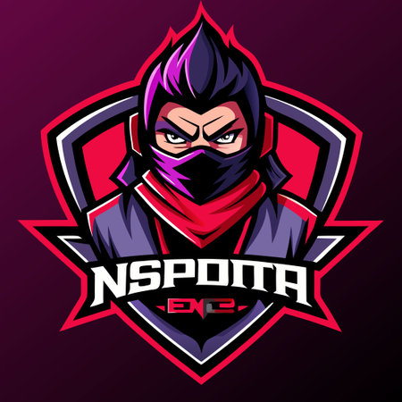 Fiery Ninja Mascot Embodies Spirit of Esport Victory with Dynamic Logo Vectorのイラスト素材