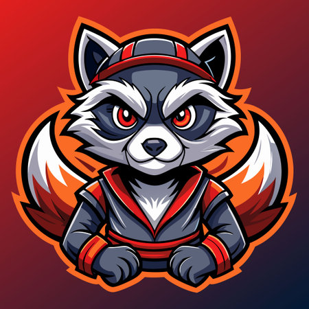 Fierce Ninja Raccoon Mascot Logo Character for Esports Teamsのイラスト素材