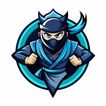 Ninja Silhouette Logo Template with a Jumping Letter "N" and Energy Swooshのイラスト素材