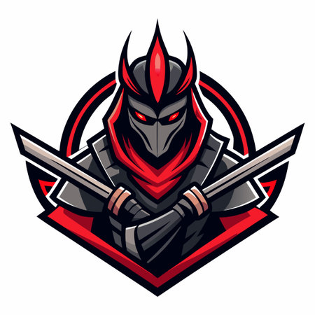 Cartoon Illustration of a Ninja Samurai Mascot Holding a Swordのイラスト素材