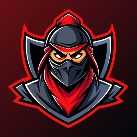 Fierce Ninja Mascot Logo Design for E-sports and Gaming Enthusiastsのイラスト素材