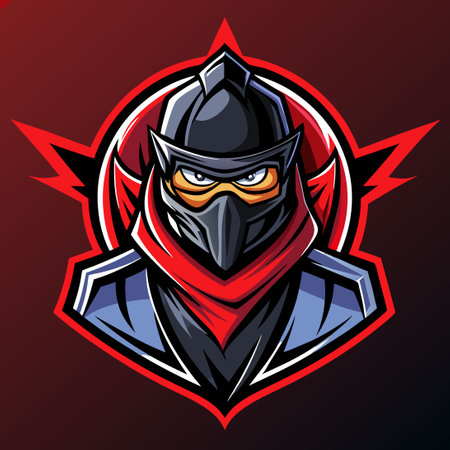 Daring Ninja Esport Logo Mascot in Dynamic Gaming Poseのイラスト素材