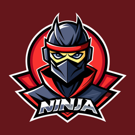 Cool Ninja Logo with Editable Text for Customizationのイラスト素材