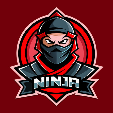 Creative Logo Design Showcasing a Dynamic Ninja Silhouette in Actionのイラスト素材