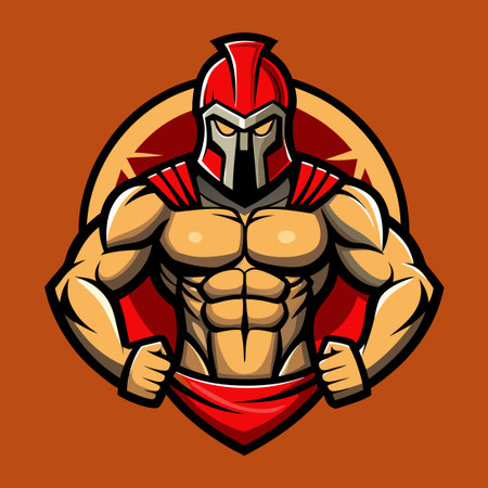 Ripped Spartan Mascot for Fierce Fitness and Esports Dominanceのイラスト素材