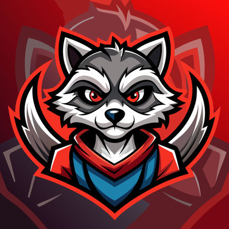 Stealthy Ninja Raccoon Mascot Esport Logo Character with Sharp Claws and Determined Gazeのイラスト素材