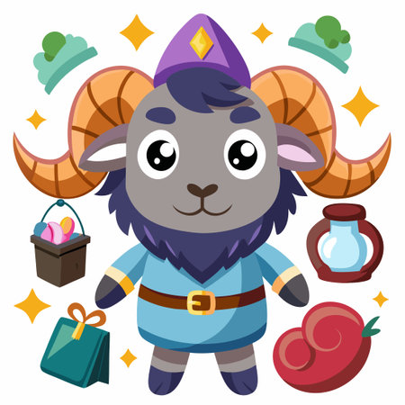 Captivating Collection of Ram Mascots in Various Posesのイラスト素材