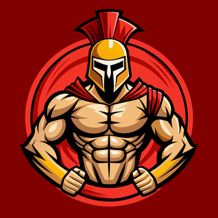 Spartan Warrior Mascot with Ripped Muscles for Sports and Fitnessのイラスト素材