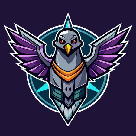 Futuristic Mecha Pigeon Logo Template for Technology or Security Companyのイラスト素材
