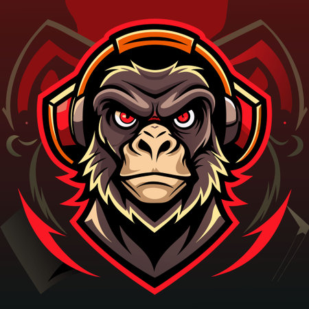Fierce Monkey Gorilla Esport Gaming Mascot Logo Design Templateのイラスト素材