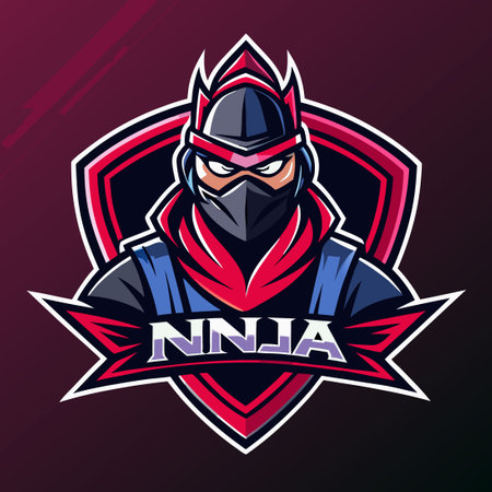 Creative Esport Logo Template Featuring a Ninja Mascot Vectorのイラスト素材