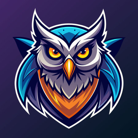 Gaming Mascot Owl Logo Vector Illustration with Fierce Expressionのイラスト素材