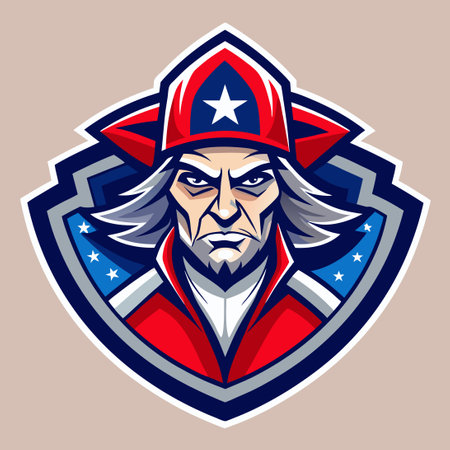 Patriotic Mascot Logo Design with Modern Illustration in Vibrant Colorsのイラスト素材