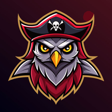 Fierce Esport Mascot Logo Featuring Owl Pirates with Sword and Shieldのイラスト素材
